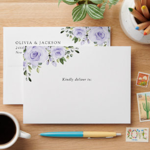 Purple Flowers, Lilac Flowers, Floral Wedding Envelope