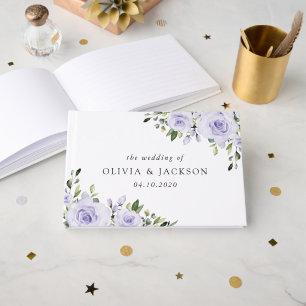 Purple Flowers, Lilac Flowers, Floral Wedding Guest Book