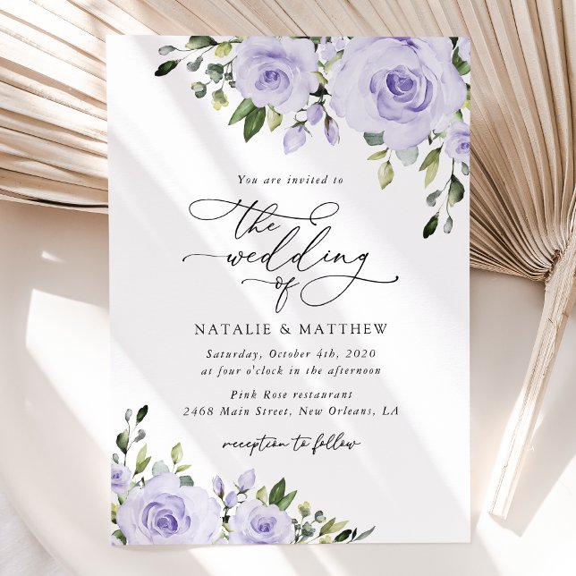 Purple Flowers, Lilac Flowers, Floral Wedding Invitation (Creator Uploaded)