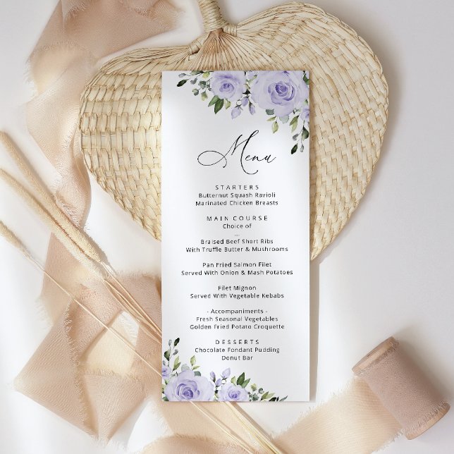 Purple Flowers, Lilac Flowers, Floral Wedding Menu (Creator Uploaded)