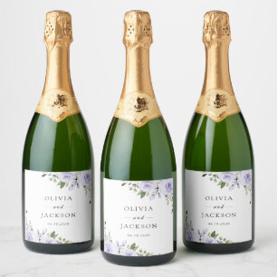 Purple Flowers, Lilac Flowers, Floral Wedding Sparkling Wine Label