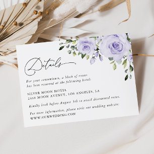 Purple Flowers, Lilac Flowers, Wedding Details Enclosure Card