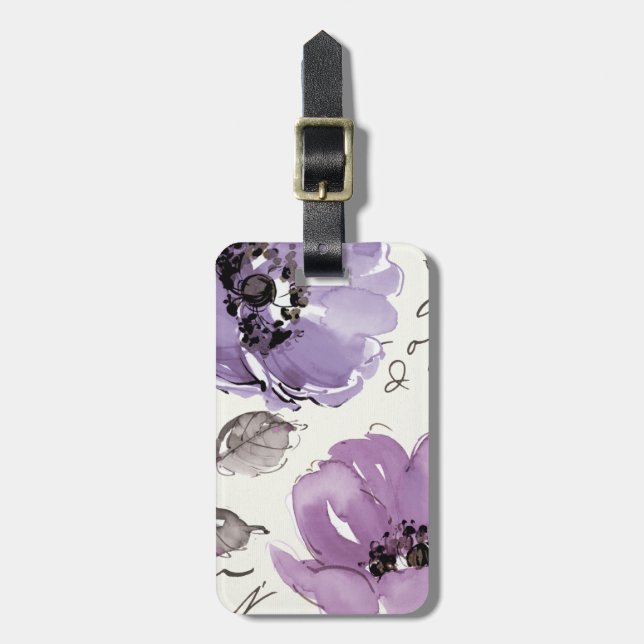 Purple Flowers Luggage Tag (Front Vertical)