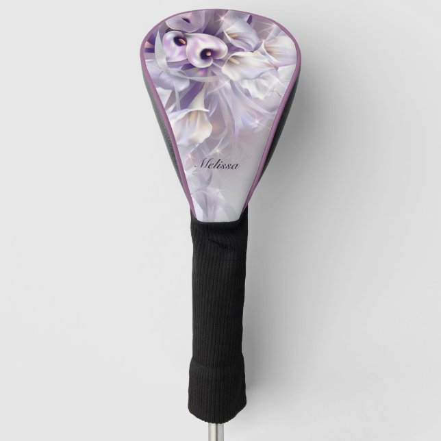 Purple Flowers Luxury Golf Head Cover (Front)