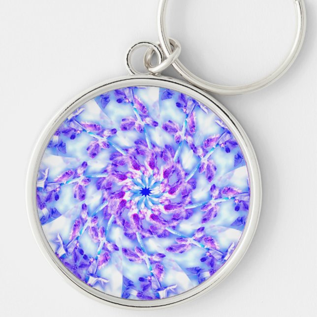 Purple Flowers Mandala Key Ring (Front)
