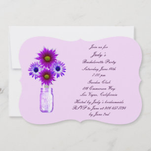 Purple Flowers Mason Jar Bachelorette Party Invite
