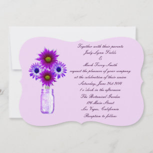 Purple Flowers Mason Jar Wedding Invitation