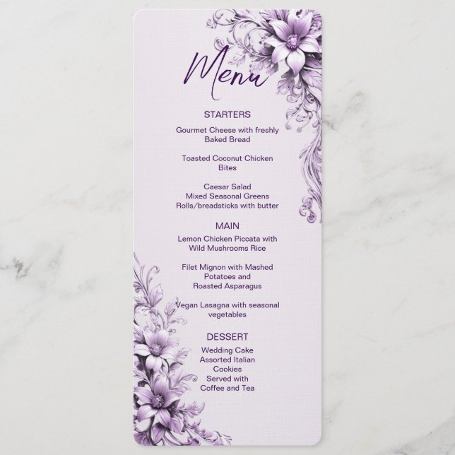 Purple Flowers Menu (Front)