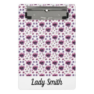 purple flowers mini clipboard