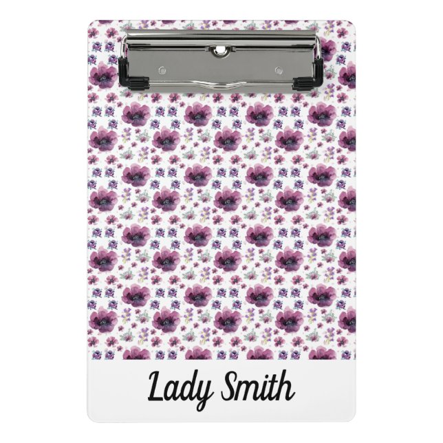 purple flowers mini clipboard (Front)