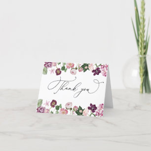 Purple Flowers Modern Bridal Shower Thank You Card