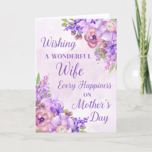 Purple Flowers Mother's Day Card for Wife