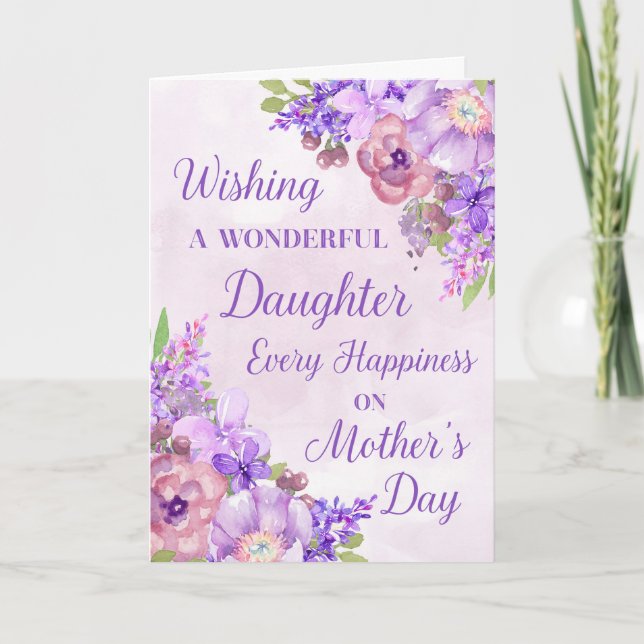 Purple Flowers Mother's Day Daughter Card (Front)