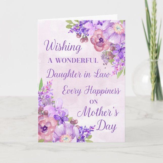 Purple Flowers Mother's Day Daughter in Law Card (Front)