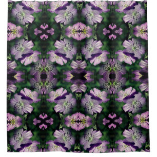 Purple Flowers Multiplied Abstract Pattern Shower Curtain