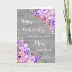Purple Flowers Mum Happy Mother's Day Card