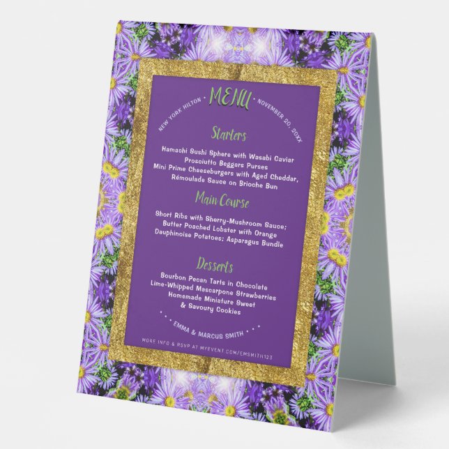 Purple Flowers Nature Geometry Special Event Menu (Front)