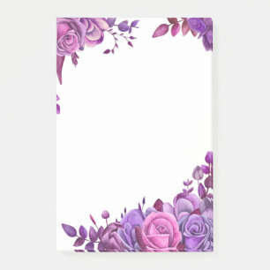Purple flowers notes. Lilac floral. Botanical Post-it Notes