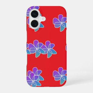 Purple Flowers On Red iPhone 16 Case