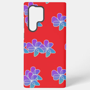 Purple Flowers On Red  Samsung Galaxy Case