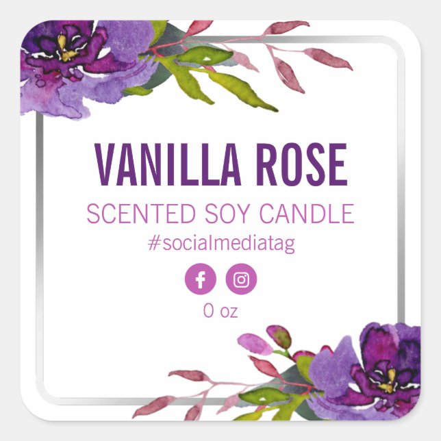 Purple Flowers On White Product Labels (Front)