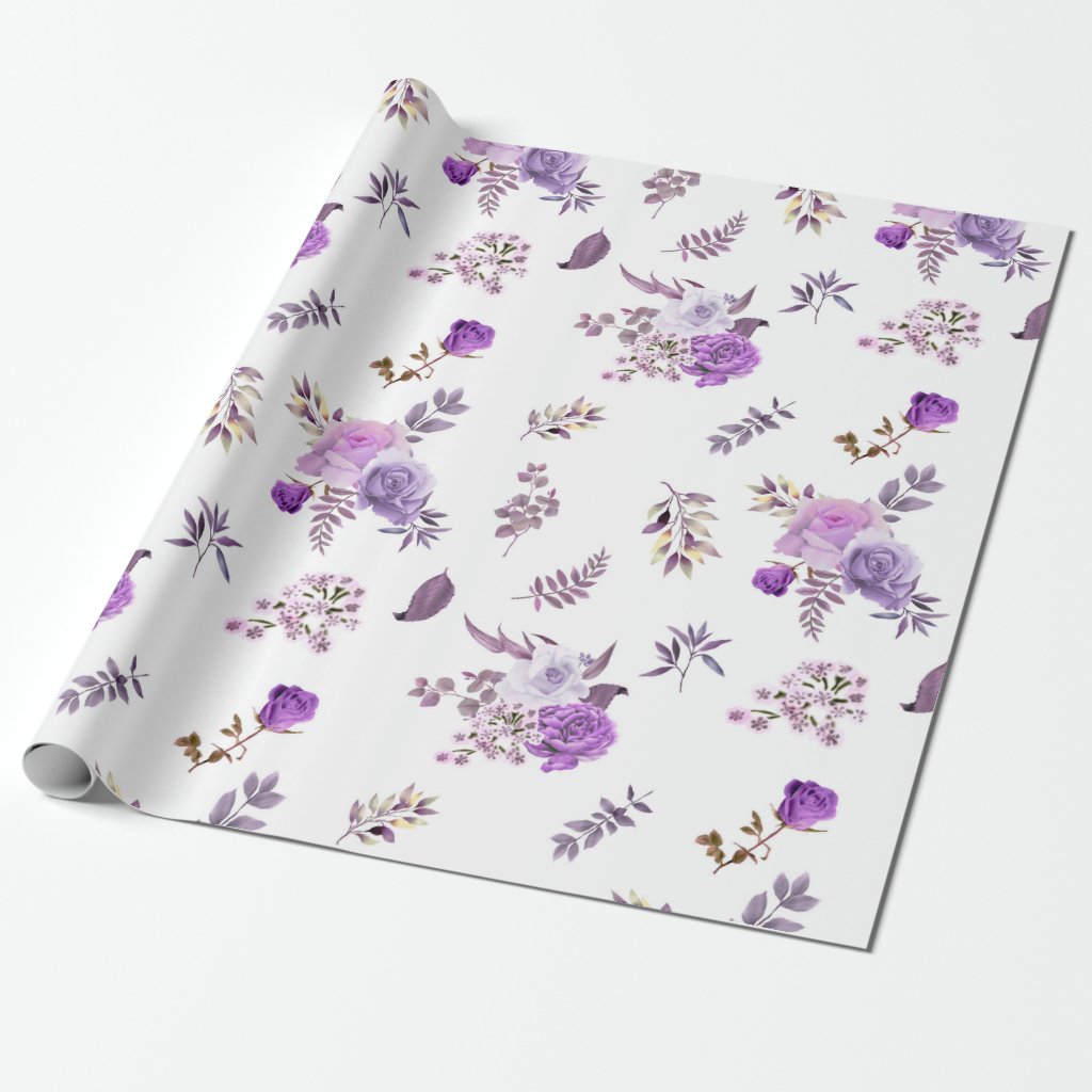 Purple flowers on wrapping paper