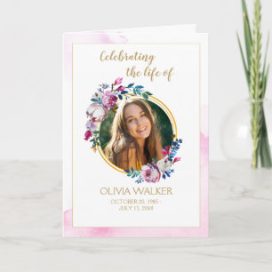 Purple Flowers Order of Service Folded Program Programme