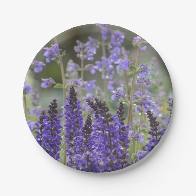 Purple Flowers Paper Plate (Front)