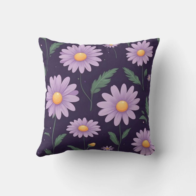 purple flowers pattern art cushion (Back)