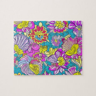 Purple Flowers pattern Jigsaw Puzzle