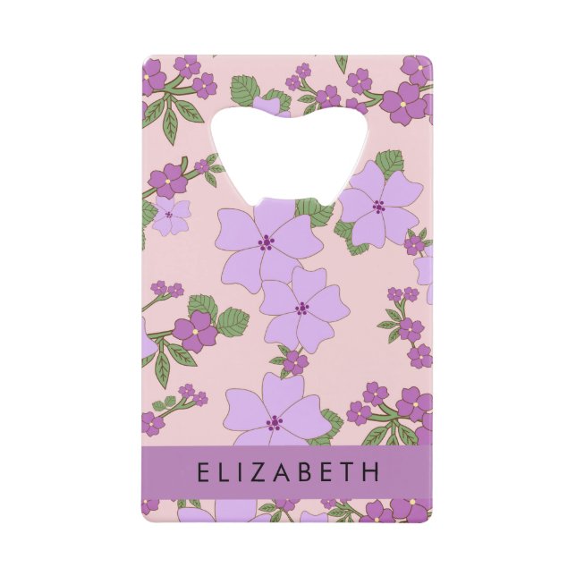 Purple Flowers, Pattern Of Flowers, Your Name (Front)