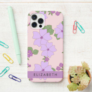 Purple Flowers, Pattern Of Flowers, Your Name iPhone 12 Pro Case