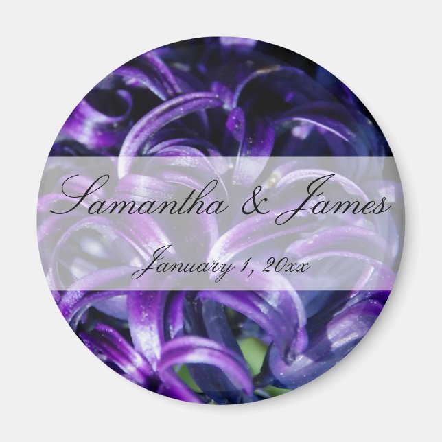 Purple Flowers Personal Wedding Magnet (Front)