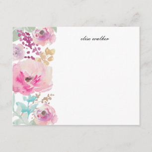 Purple Flowers   Personalised Stationery Invitation