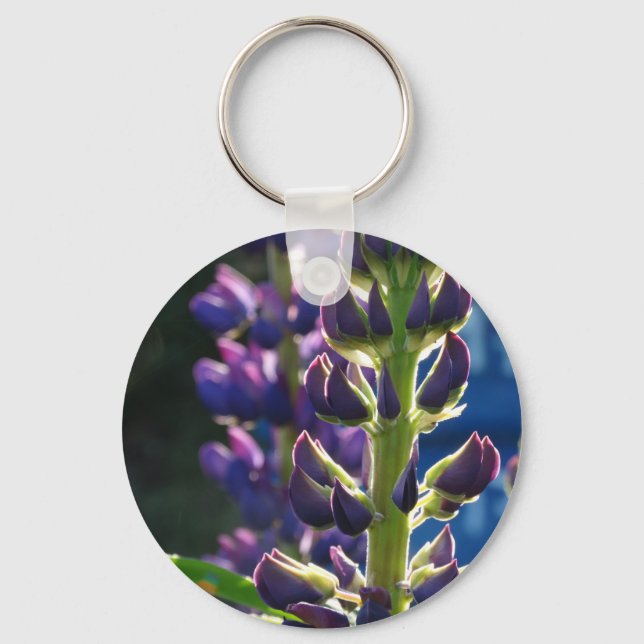 Purple Flowers Photo Spring Key Ring (Front)
