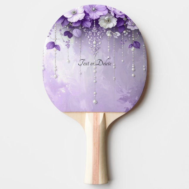 Purple Flowers Ping Pong Paddle (Front)