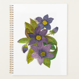 purple flowers planner