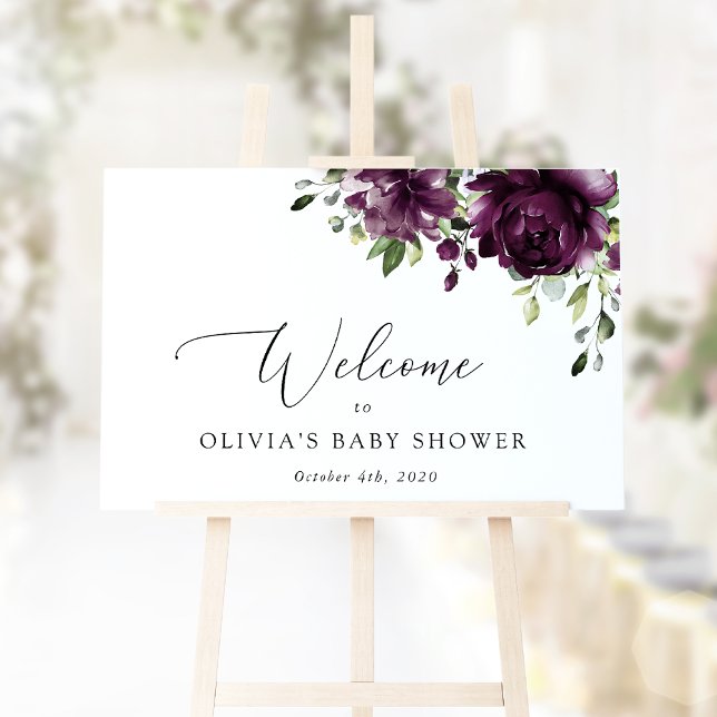 Purple Flowers, Plum Flowers, Baby Shower Welcome Poster (Creator Uploaded)