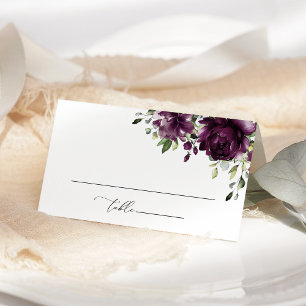 Purple Flowers, Plum Flowers, Boho, Floral Wedding Place Card