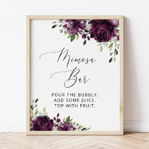Purple Flowers, Plum Flowers, Boho, Mimosa Bar Poster
