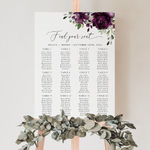 Purple Flowers, Plum Flowers, Boho, Seating Chart