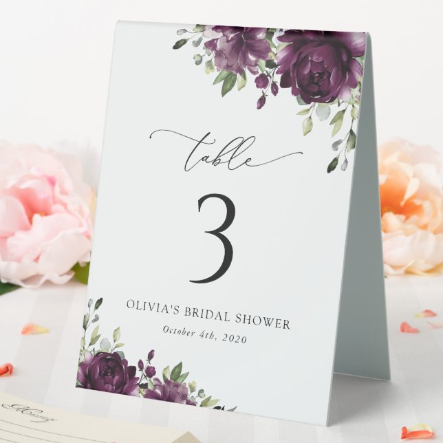 Purple Flowers, Plum Flowers, Boho, Table Numbers (In SItu (Wedding))