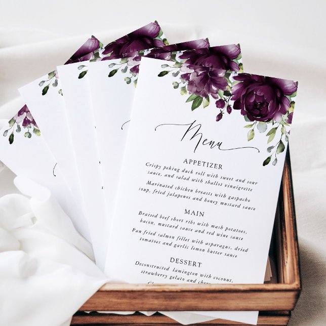Purple Flowers, Plum Flowers, Bridal Shower Menu (Creator Uploaded)