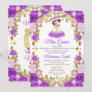 Purple Flowers Quinceanera Invitation