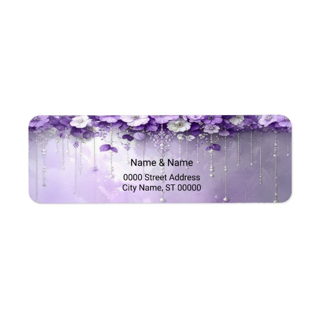 Purple Flowers Return Address Label (Front)