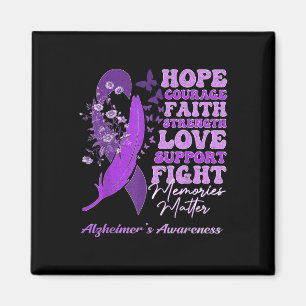 Purple Flowers Ribbon Memories Heimers Awareness  Magnet