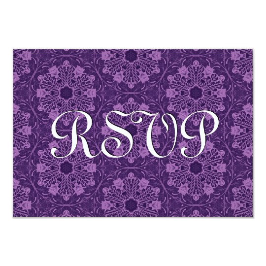 Purple Flowers RSVP Wedding Response S215 Card