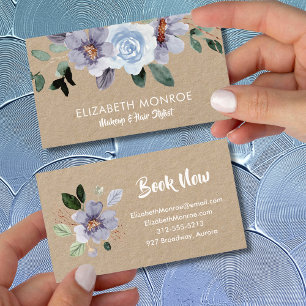 Purple Flowers Salon Hair Stylist Makeup Business Card