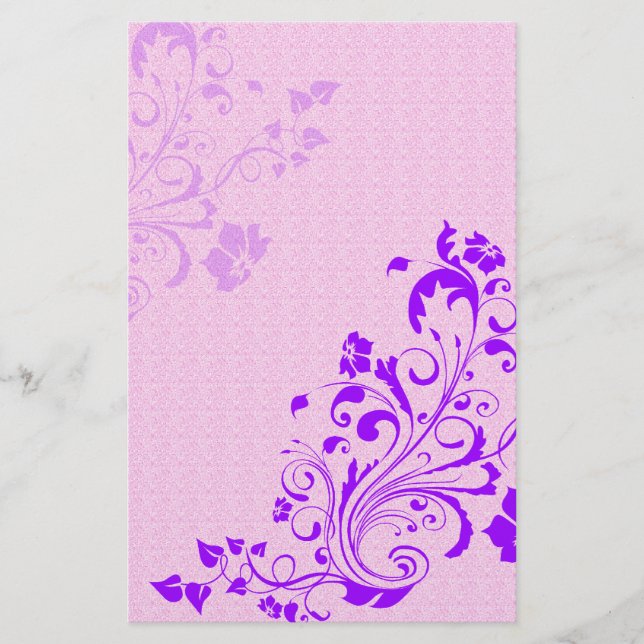 Purple Flowers Scrapbook Paper (Front)