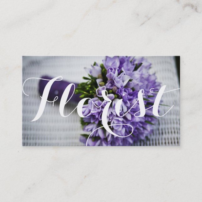 Purple Flowers Shop Florist Business Card (Front)
